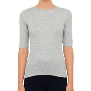 Theory Santea B Forli Ribbed Quarter Sleeve Tee Gray Pima Cotton Modal Medium